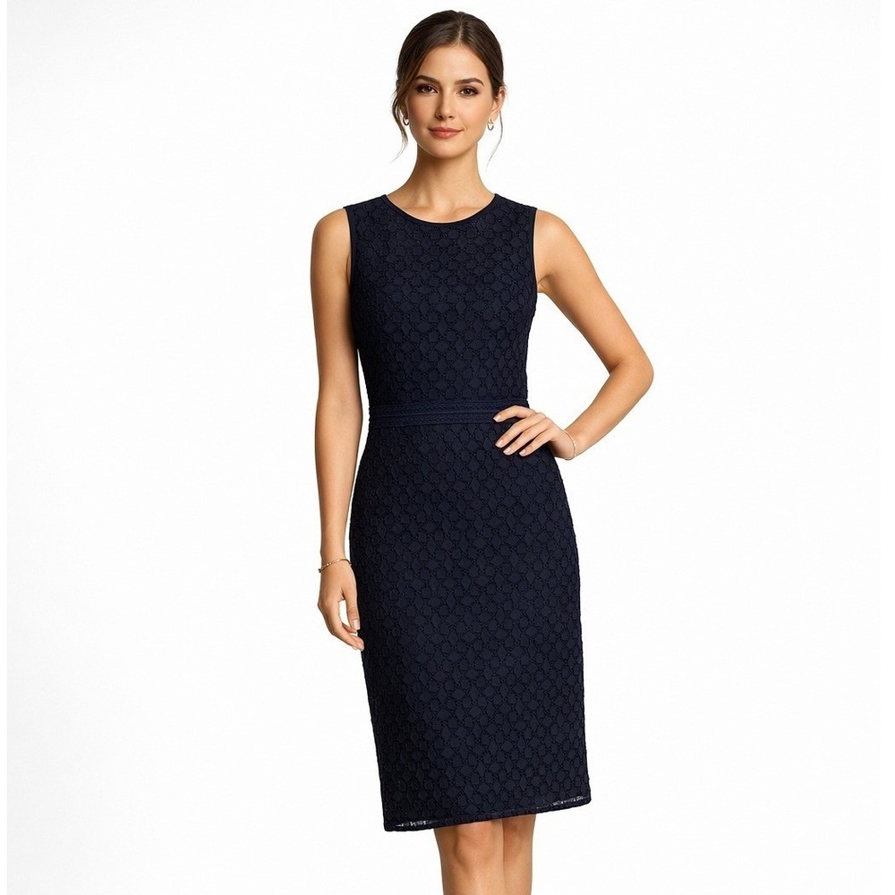 Ann Taylor Navy Blue Floral Lace Sleeveless Sheath Dress Size 6 NWT